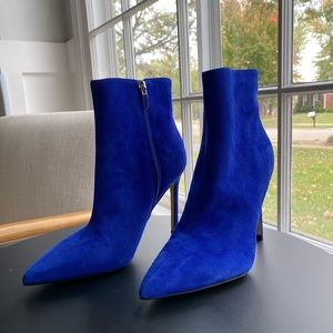 Nine West Blue Suede Farrah Ankle Boot